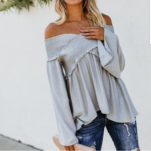 Vici Smocked Off-The-Shoulder Top